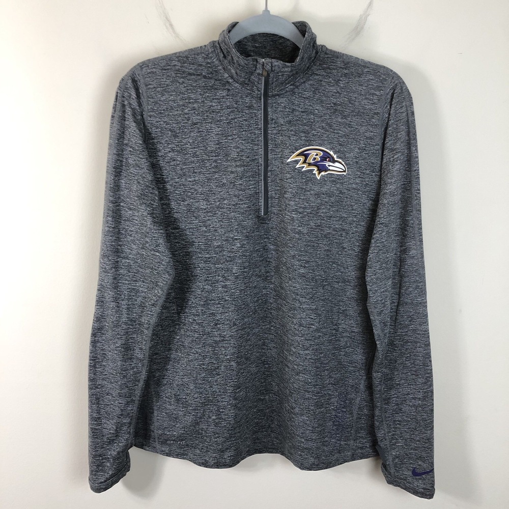 Nike Baltimore Ravens NFL Dri-Fit 1/4 Zip Pullover Sweatshirt Womens Sz L Gray
